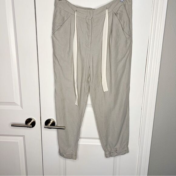 Aritzia Wilfred Allant Pant Gray Cropped Linen Trouser Pant Size 6 Ashen Grey - Picture 5 of 9